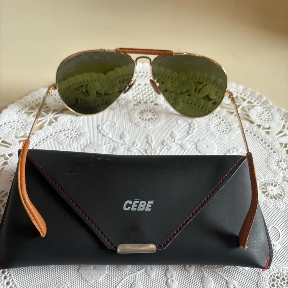 Vintage Cébé Aviator Sunglasses with Green Lenses
